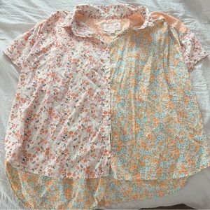 Floral patchwork button up shirt